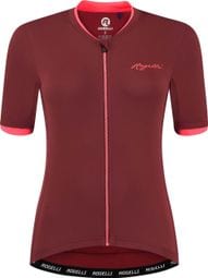 Maillot Manches Courtes Velo Rogelli Essential - Femme - Bordeaux/Corail