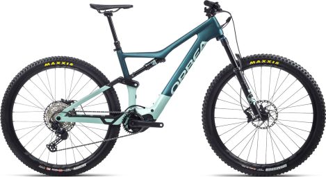 Orbea Rise M20 MTB elettrica a sospensione completa Shimano SLX 12S 360 Wh 29'' Ocean Blue Ice Green 2022