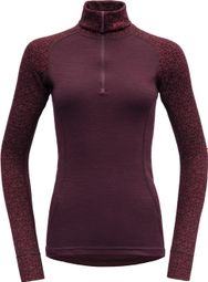 Dames Devold Duo Active Merino 205 Z.Neck Lange Mouw Trui Rood