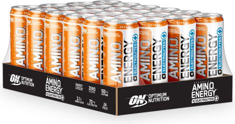 Pack Canettes Amino Energy + Electrolytes (24x250ml) - Optimum Nutrition - Orange -  Boissons Bcaa