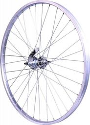 ROUE 20  RETROPEDALAGE ARRIERE JANTE ALU SIMPLE PAROI ARGENT FREIN PATIN MOYEU ALU ECROUS PIGNON 1V