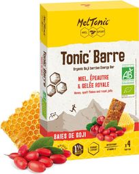 4er-Pack Meltonic Tonic' Riegel Bio Goji Beeren / Honig / Dinkel / Gelee Royale 4x25g