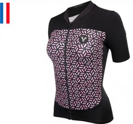 LeBram Womens Iron Cross Short Sleeve Jersey Salmon Black Tailored Fit