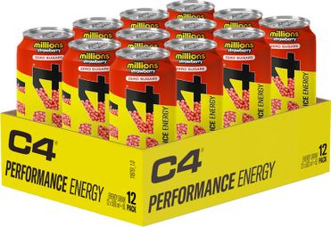 Pack C4 Energy Drink (12x500ml) - Cellucor - Millions Strawberry -  Boissons énergétiques