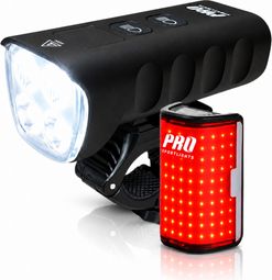Juego de luces para bicicleta luz delantera y trasera LED 1800 y 250 lúmenes