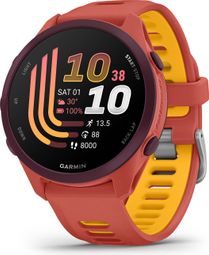 Montre GPS Garmin Forerunner 170 Music Rouge Rose avec Bracelet en Silicone Rouge Rose/Orange