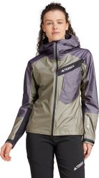 Wasserdichte adidas Terrex Techrock Light GTX Active Jacke Khaki/Violett Damen