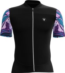 Maillot Manches Courtes LeBram Ventoux Pétrole Noir Bleu