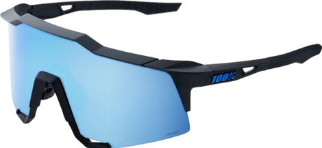 Brille 100% Speedcraft Matte Schwarz- Mehrschichtige verspiegelte Gläser Hiper Blue