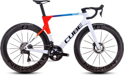 Vélo de Route Cube Litening Aero C:68X SLT Shimano Dura-Ace Di2 12V 700 mm Blanc Bleu Rouge Teamline 2025