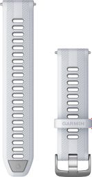 Bracelet de Montre Garmin Forerunner 22 mm Silicone Blanc Whitestone Gris Powder Argent