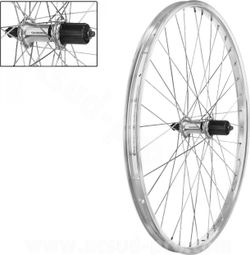 Roue vtt 26  ar blocage k7 jante argent mach1 m110. moy.shim tx500 v-brake 8/9/10v 36t