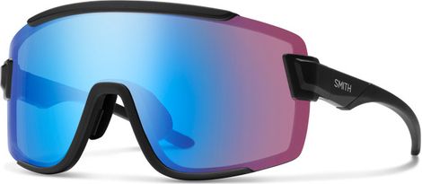 Smith Wildcat Brille Matt Schwarz + ChromaPop Low Light Visier Rose Blue Mirror