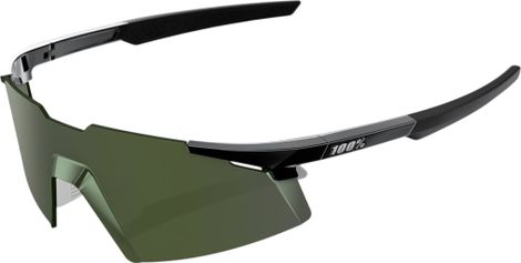 100% A2 Speedwork Sunglasses in Gloss Black - Grey-Green