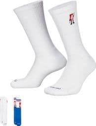 Unisex Nike Everyday Plus Red Box Socks (x2) Wit Blauw Rood