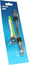 AXE DE ROUE VTT ARRIERE PLEIN CHROME WELDTITE D 9.5 x 175mm AVEC GRAISSE ET CAGE A BILLES