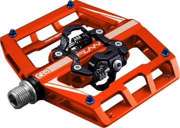 Pair of Funn Mamba GRS Double Side SPD Orange Automatic Pedals with Cages