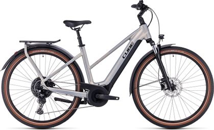 VTC électrique CUBE Touring Hybrid Pro 500 pearlysilver´n´black Trapèze