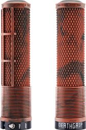 Pair of DMR DeathGrip2 Flangeless Lock-On Handlebar Grips, 135 mm, Marble Brown