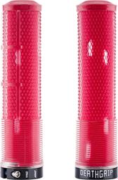 Pair of DMR DeathGrip2 Flangeless Lock-On Handlebar Grips, 135 mm, Red/Transparent