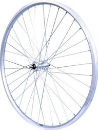 ROUE 28  VTC AVANT JANTE ALU DOUBLE PAROI ARGENT FREIN PATIN MOYEU ALU ECROUS .