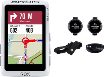 Compteur GPS Sigma Rox 12.1 Evo Pack Capteurs Cardio / Vitesse / Cadence Blanc