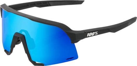 100% S3 Matte Black - Hiper Blue Multilayer Mirror Glasses