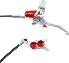 Hope Tech4 E4 Disc Break - Front Silver / Red Standard Hose