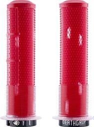 Pair of DMR DeathGrip2 Flange Lock-On Handlebar Grips, 135 mm, Red/Transparent