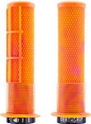 Pair of DMR DeathGrip2 Flange Lock-On Handlebar Grips, 135 mm, Orange, Pink, Bubblegum