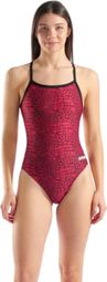 Arena Snakeskin Challenge Back Swimsuit, Red/Black, Women's