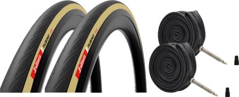 Vittoria Pack of 2 Rubino V Tires with Beige Sidewalls + 2 Presta 60 mm Inner Tubes