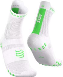 Compressport Pro Racing V4.0 Run High Stay Behind Socks—White/Green