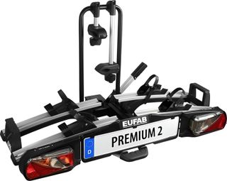 Porte-Vélos sur Boule d'Attelage Eufab Premium 2 Prise 13 Broches - 2 Vélos (Compatible E-Bikes) Noir Argent