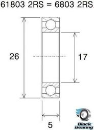 Roulement B5 inox - BLACKBEARING - 61803-2rs / 6803-2rs