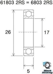 Roulement B5 inox - BLACKBEARING - 61803-2rs / 6803-2rs