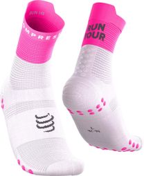 Compressport Pro Racing V4.0 Run High Your Race Socks, Pink/White