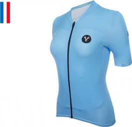 Maillot de manga corta azul cielo LeBram Allos para mujer, ajuste a medida