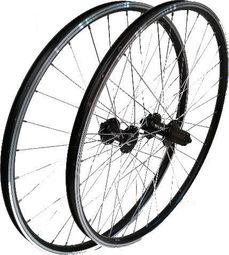 ROUE 29  VTT AVANT JANTE ALU DOUBLE PAROI MACH1 COMBO NOIRE FREIN DISQUE MOYEU SHIMANO DEORE M475 BLOCAGE RAPIDE.