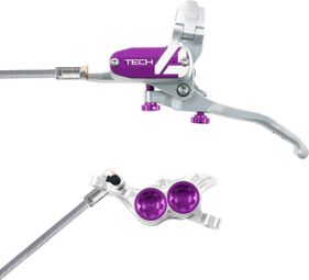 Hope Tech 4 E4 Disc Break - Tubo flessibile intrecciato argento / viola sul retro