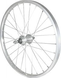 ROUE 20  VTT ARRIERE JANTE ALU SIMPLE PAROI ARGENT FREIN PATIN MOYEU ALU ECROUS ROUE LIBRE 5/6/7V.