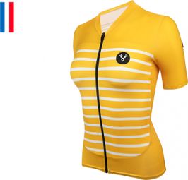 LeBram Ventoux Women's Short Sleeve Jersey Yellow Fitted