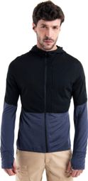Icebreaker Merino 200 Realfleece Descender Fleece Zwart/Grijs