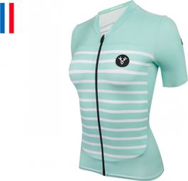 LeBram Ventoux Celeste Green Kurzarmtrikot für Damen, maßgeschneiderte Passform