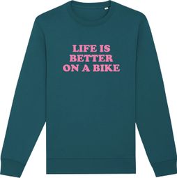 Çois Unisex 'Life is Better on a Bike' Green Sweatshirt