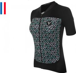 Jersey de manga corta negro LeBram Iron Cross Celeste para mujer, ajuste a medida