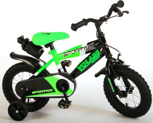 Vélo pour enfants Volare Sportivo - Garçons - 12 pouces - Vert fluo noir - 95% assemblé