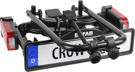 Porte-Vélos sur Boule D'Attelage Eufab Crow Basic Prise 13 Broches - 2 Vélos (Compatible E-Bikes) Noir