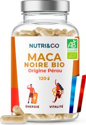 Maca Noire BIO du Pérou Hautement Dosé – Force  Energie – 120 Gélules