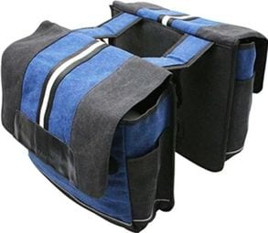 sacoche arriere velo vib avec protege pluie 20l noir-bleu jeans (fixation sur porte bagage l 35.5xl12xh30cm) (paire)